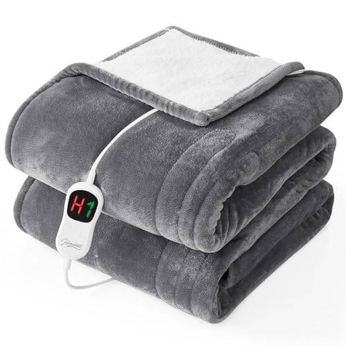 Homemate Electric Heated Blanket Twin - 62"x84" Heating Bed Blankets Throw with 10 Heating Levels 8 Hours Auto Off Fast He...