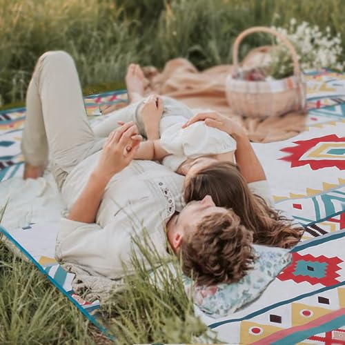 YRXRUS Picnic Blankets, Flying Chess Picnic Mat for Waterproof Foldable, 79”x79” Extra Large Thick, Sandproof Oversized Ou...