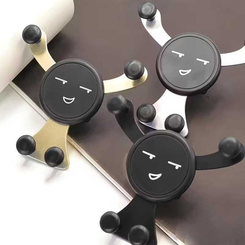 1PC Car Air Vent Phone Mount Smiley Design 360 Degree Rotation Universal Fit Hands-Free Driving GPS Navigation Calls, Black