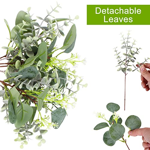 ZeKonan 40 Pcs Artificial Greenery Eucalyptus Stem Silver Dollar Leaves Baby Eucalyptus Leaves Suitable for Family Wedding...