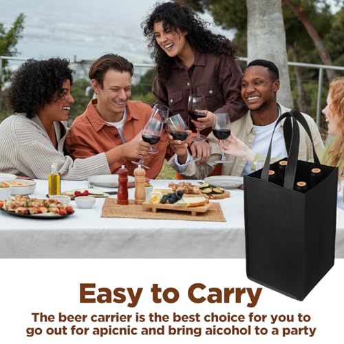 Prasacco 2 Pcs Wine Tote Bag 4 Bottles Wine Bottle Carrier with Extra Bottom Padding Bottle Gift Bags Glass Carrier for Tr...