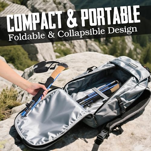 TrailBuddy Foldable Trekking Poles – Ultralight 7075 Aluminum, EVA & Cork Grip Collapsible Hiking Poles – Lightweight Adju...