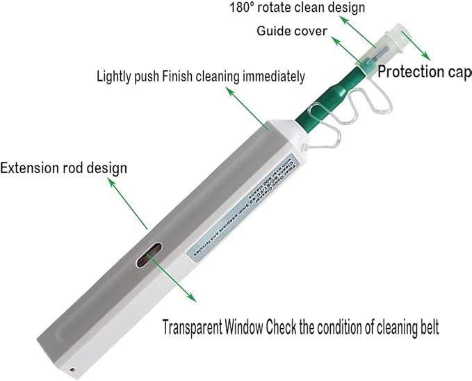 Fiber Optic Connector Cleaning Pen,2PCS Fiber Optic Cleaner Pen for 2.5mm Ferrules SC,FC,ST,SC/APC and FC/APC,800+ Clean Times