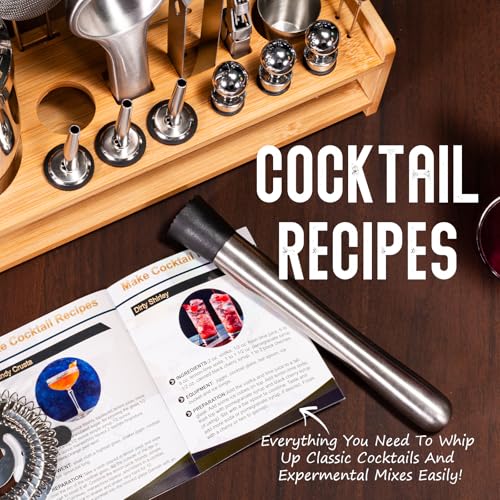 Yelusonw 26-Piece Cocktail Shaker Set - Bartender Kit with Stand, Shakers for Cocktail with All Shakers Bartending Bar Too...
