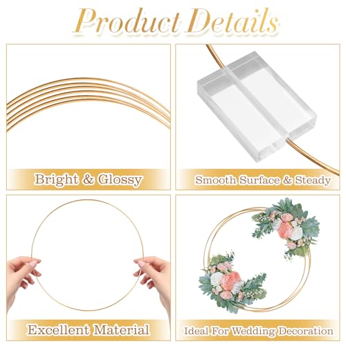 GUDELAK 24 PCS 12 Inch Floral Hoop Centerpiece Table Decorations, Metal Gold Centerpieces for Table with Acrylic Base, Wed...