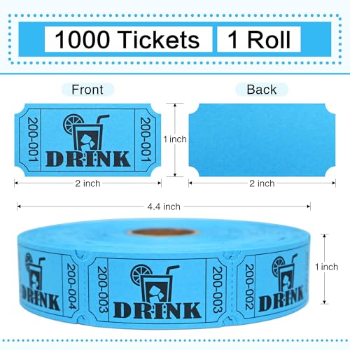 ESSENTIAL 1000 Raffle Tickets Rolls, Drink Tickets Single Roll for Events, Leisure, Movie Watching, Entertainment, Class R...