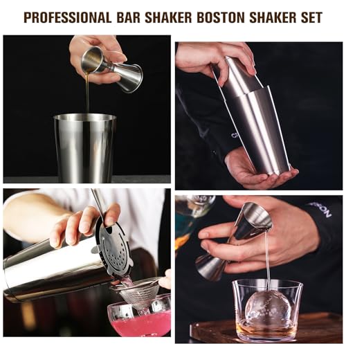 Mwellewm Boston Shaker Cocktail Set Bartender Kit, 12 Pcs Drink Shaker with Strainer Bartending Martini Shaker Tin with 18...