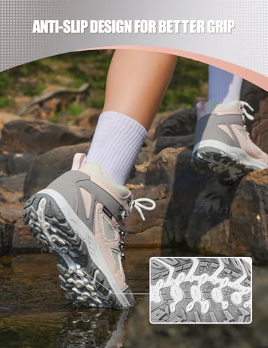 R CORD Kids Hiking Boots Waterproof Non-Slip for Outdoor Lace-Up Closure Girls Hiking Boots Durable TPR Traction Outsole K...