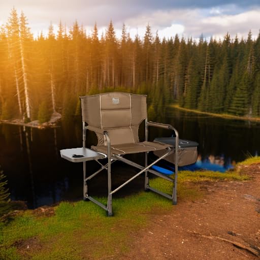 TIMBER RIDGE Folding Camping Chair with Cooler Bag, Director Chair Foldable with Side Table for Adults, Camp Chairs for Ou...