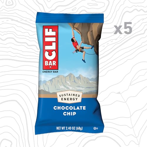 CLIF BAR - Energy Protein Bars - Chocolate Chip - Made with Organic Oats - Energy Bars - Non-GMO - (5 Pack)