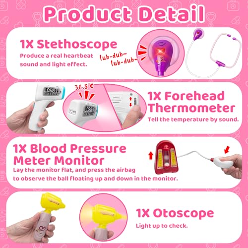 Aowjoy Toy Doctor Kit for Kids, 27Pcs Pretend Medical Station Set with Costume, Medical Role Play Set Toys for Boys Girls,...