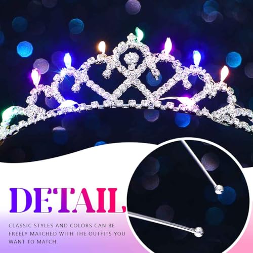 DRESBE Light Up Rhinestone Tiara and Crown Princess Crystal LED Headband Glow Party Hair Accessories for Women and Girls