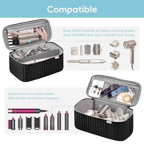 Travel Carrying Case for Hair Dryer Shark Flexstyle Dyson Airwrap Brush Hair Accessories Tools Storage Bag for Revlon Hairdryer Styler Organizer (Black)