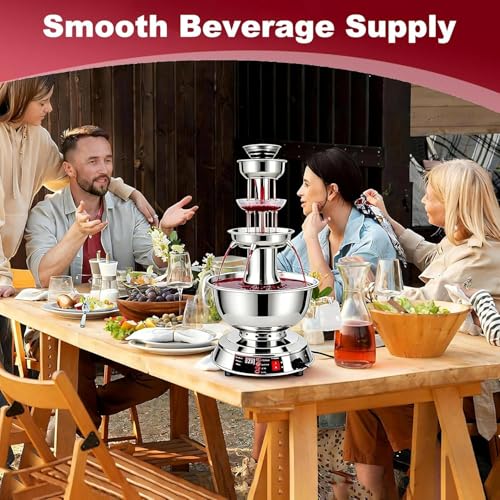 Hoiaost 3-Tier Cocktail Fountain Machine, Electric Party Fountain Drink Machine,3.5L Stainless Steel Commercial Beverage W...