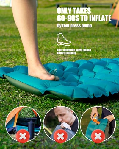 AKSOUL Camping Sleeping Pad with Pillow: Extra Thick 3.9 inch Ultralight Self Inflating Air Mat, Compact Lightweight Insul...