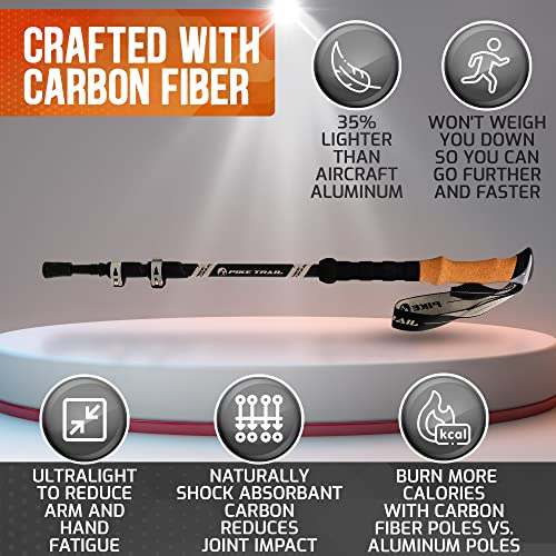 Pike Trail Trekking Poles - Lightweight Carbon Fiber Collapsible Sticks for Walking and Hiking - for Men and Women - Adjus...