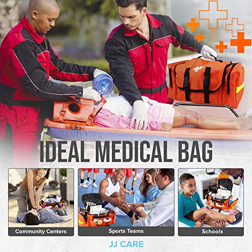 JJ CARE Trauma kit 250PCS First Responder Kit, EMT Bag with Padded Strap, Reflective Medical, Multiple Pockets, EMS First ...