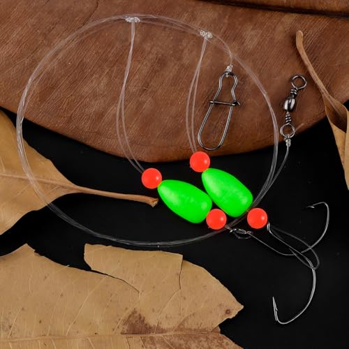 Alwonder 5-Pack Pompano Rigs Surf Fishing Rigs with Snell Floats, Saltwater Live Bait Rig Swivels Duo Lock Snaps Circle Wi...