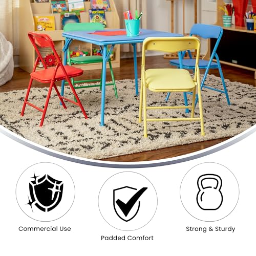 Flash Furniture Mindy Kids 5-Piece set Folding Square Table and Chairs Set for Daycare and Classrooms, Children's Activity...
