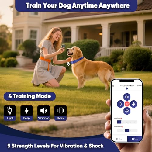 GPS Electric Dog Fence with Free App, Wireless Fence System with Training Collar, Adjustable of Dogs Portable Fence for Ou...