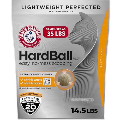 ARM & Hammer Hardball Lightweight Platinum Multi-Cat Clumping Cat Litter Odor Control, Easy No-Mess Scooping, Garden Bloom...