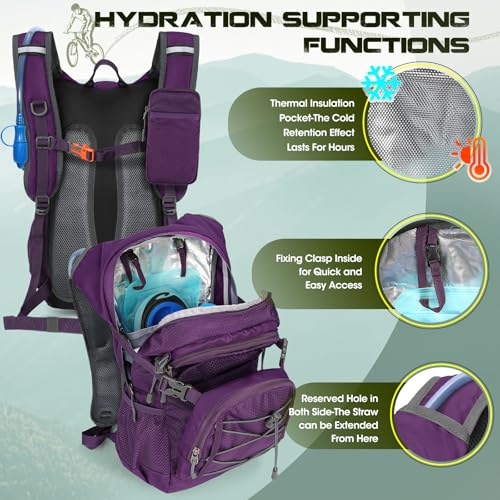 Hydration Backpack with Water Bladder, 18L Lightweight Hiking Backpack for Women&Men Small Insulated Hydration Water Pack ...