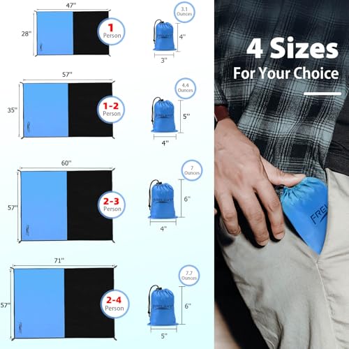 Frelaxy Pocket Picnic Blanket, Waterproof Sandproof Beach Mat, Compact Camping Tarp for Festivals, Hiking, Travel, Outdoor...