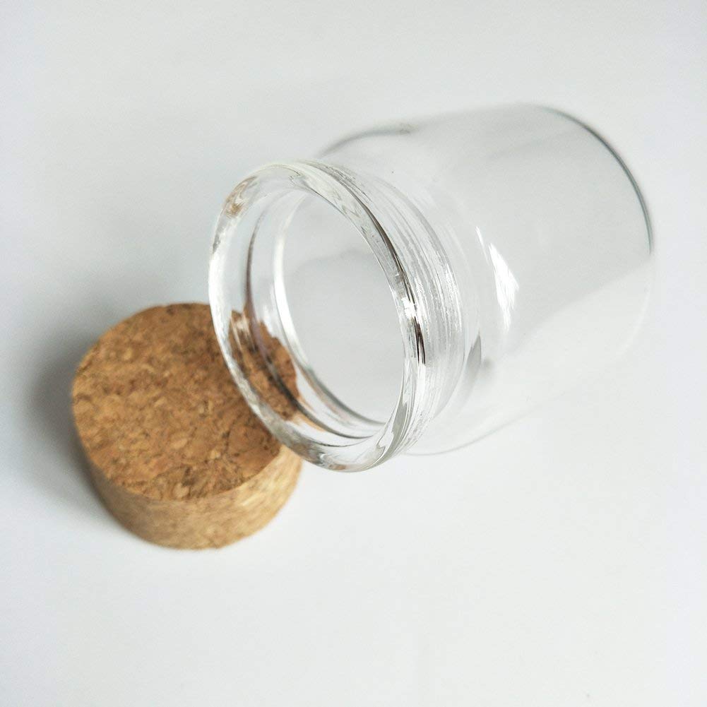 Luo House 3pcs 50ml Small Glass Bottles Vials Jars Glass with Cork Stopper Storage Bottle 50ml 47x50mm(1.85x1.96inch)