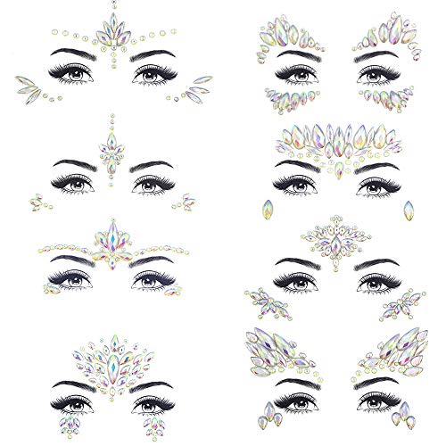 Noctilucent Face Gems Luminous makeup Temporary Tattoo Stickers Acrylic Crystal Glitter Stickers Face Jewels Rainbow Tears...