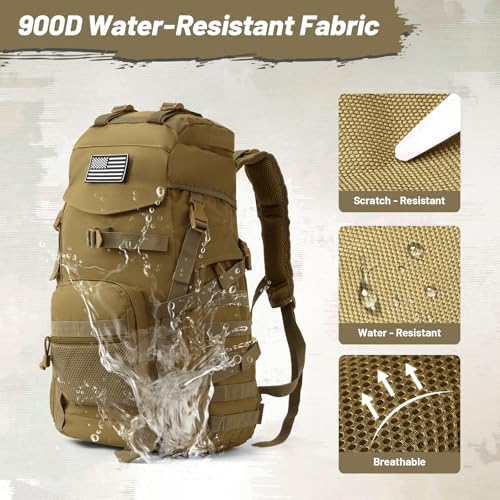 AUMENTAR 50L Tactical Backpack for Men and Women, Water-Resistant Molle Rucksack, Large Military Assault Pack for Hiking, ...