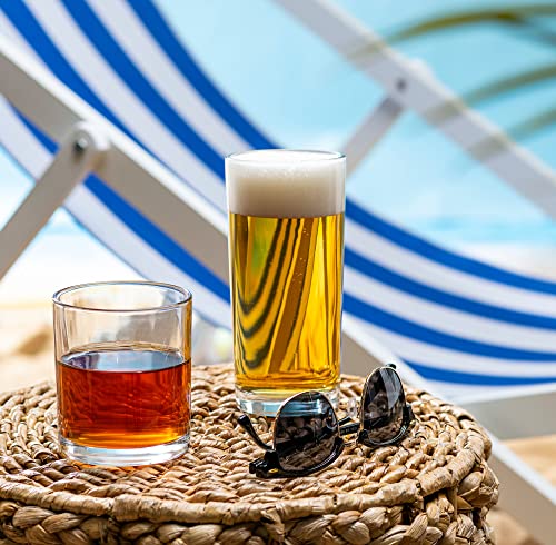 Everyday Drinking Glasses Set of 8 Drinkware Hurricane Glasses, Kitchen Glasses for Cocktail, Iced Coffee, Beer, Ice Tea, ...