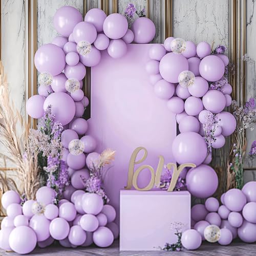 JOYIN 150 Pcs Pastel Purple Balloons, Different Sizes 18 12 10 5 Inch Pastel Purple Latex Balloon Arch Kit with Instructio...