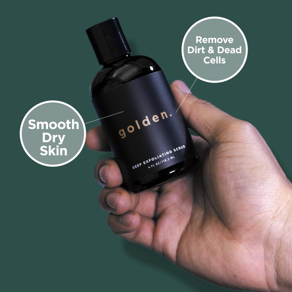 Golden Grooming Co. Exfoliating Scrub for Men | Deep Cleansing Face Wash with Coconut Oil & Aloe Vera | Refreshes & Revitalizes