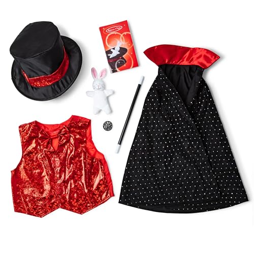 Melissa & Doug Magician Costume Role Play Set - Includes Hat, Cape, Wand, Magic Tricks