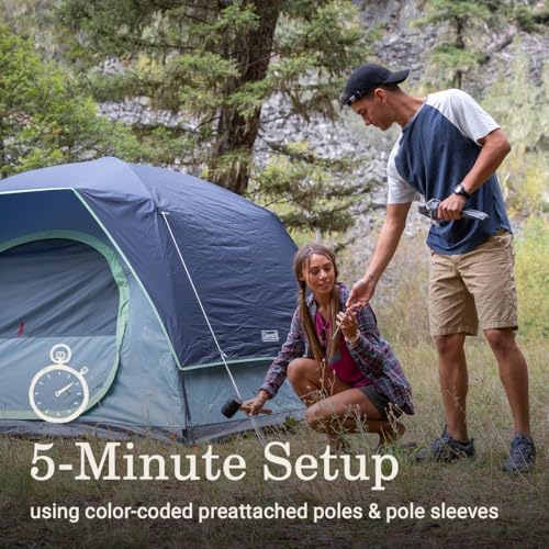 Coleman Skydome Tent with LED Lights & 5-Minute Setup, Weatherproof 4-Person Tent with Overhead Lighting, Made of PFAS-Fre...