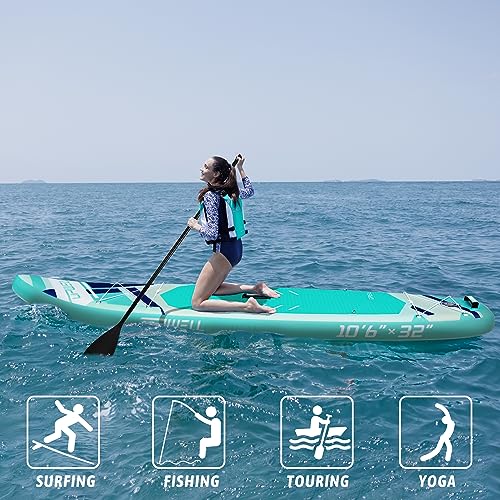 UPWELL 10'6"/11'/11'6" Inflatable Paddle Board, Stand Up Paddlboard for Youth & Adults, Stable Design, Premium SUP Accesso...