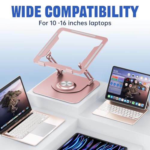 JOYEKY Laptop Stand for Desk, Adjustable Computer Stand with 360° Rotating Base, Ergonomic Laptop Riser for Collaborative ...
