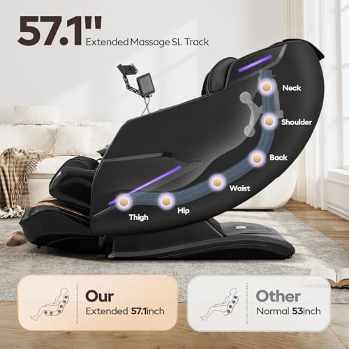 4D Massage Chairs Full Body,Zero Gravity SL-Track Shiatsu Massage Chair Recliner,Core Heating,20 Massage Techniques,Deep Y...