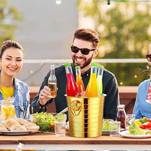 Pinkunn 6 Pack Stainless Steel Champagne Bucket 3 Qt Metal Ice Bucket Double Wall Wine Buckets with Handles Party Beverage...