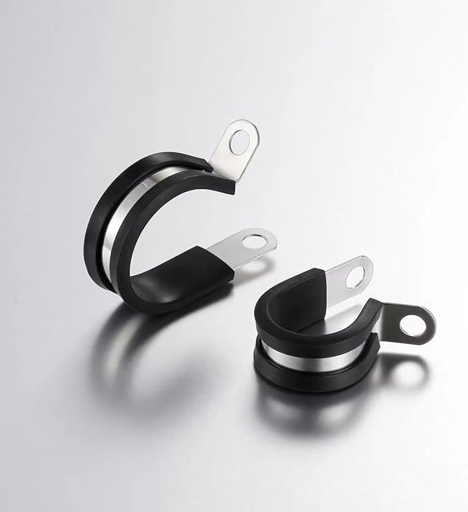 30PCS 3/4 Inch Cable Clamps, 304 Stainless Steel Rubber Coated Cable Clamps, Pipe Clamps