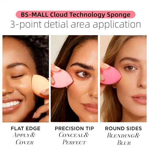 Makeup Sponge Set BS-MALL with Storage Case 7 Pcs for Liquid, Cream, and Powder,SAVE Foundation with 1 Mini Makeup Sponge ...