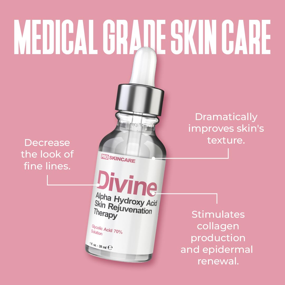 Glycolic Acid Peel 70% Professional Chemical Peel for Face at Home - Intense Alpha Hydroxy Acid Skin Peel For Acne Scars, Collag