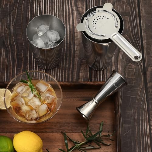 Etens Professional Cocktail Shaker - Weighted Boston Shaker Set with Hawthorne Strainer & Japanese Jigger for Drinks - Sta...