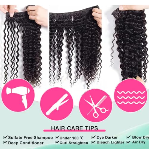 Brazilian Human Hair Deep Wave 3 Bundles 16 18 20 Human Hair 12A Grade 100% Unprocessed Virgin Remy Deep Curly Wave Extensions Weave Natural Black Color for Black Women