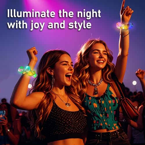 8 Pcs Light Up Mermaid Scrunchies, Glow Hair Scrunchy for Girl & Women, Multi Glow Modes, Glow in the Dark Accessories for...