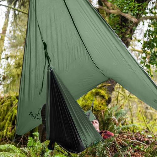 Wise Owl Outfitters Hammock Rain Fly – Waterproof Camping Tarp Cover with Tent Stakes & Carry Bag, Ultralight Shelter for ...