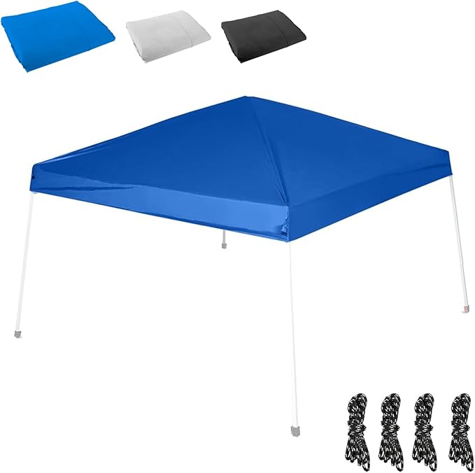 10x10FT Canopy Replacement Top Only, Waterproof Pop-Up Canopy Tent Top Cover with Ropes, Instant Canopy Top Sunshade Silve...