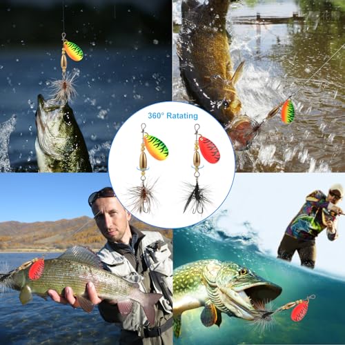 SANWEAL 10/15/16/20PCS Rooster Tail Fishing Lures – High-Efficiency Trout Lures with Brass Spinner, Spinner Baits in Multi...
