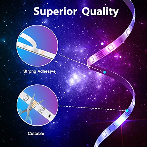 phopollo 65.6FT Led Lights for Bedroom, 5050 Color Changing Led Strip Lights with 44-Key Remote and 12v Power Supply, Led ...