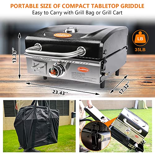 Hisencn Portable Flat Top Grill Propane Gas Grill and Portable Folding Grill Cart Outdoor Griddle Stand Shelf, RV - 268 s...